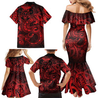 Aotearoa Maori Hei Tiki Family Matching Mermaid Dress and Hawaiian Shirt Whero Kowhaiwhai Puhoro Motif