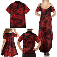 Aotearoa Maori Hei Tiki Family Matching Summer Maxi Dress and Hawaiian Shirt Whero Kowhaiwhai Puhoro Motif LT9 - Polynesian Pride