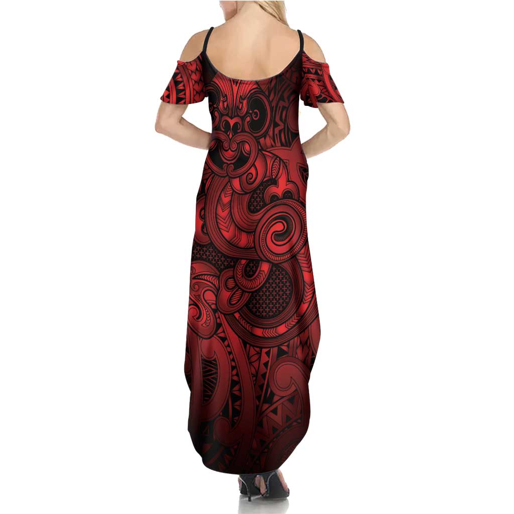 Aotearoa Maori Hei Tiki Family Matching Summer Maxi Dress and Hawaiian Shirt Whero Kowhaiwhai Puhoro Motif LT9 - Polynesian Pride