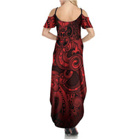 Aotearoa Maori Hei Tiki Family Matching Summer Maxi Dress and Hawaiian Shirt Whero Kowhaiwhai Puhoro Motif LT9 - Polynesian Pride