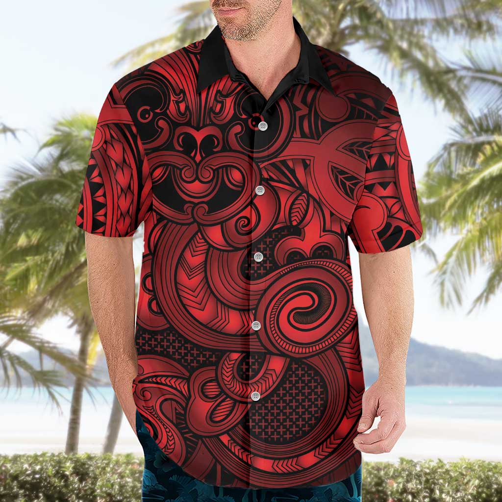 Aotearoa Maori Hei Tiki Hawaiian Shirt Whero Kowhaiwhai Puhoro Motif LT9 - Polynesian Pride