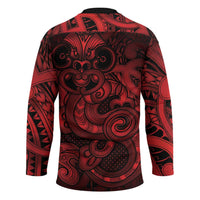 Aotearoa Maori Hei Tiki Hockey Jersey Whero Kowhaiwhai Puhoro Motif LT9 - Polynesian Pride