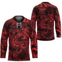 Aotearoa Maori Hei Tiki Hockey Jersey Whero Kowhaiwhai Puhoro Motif LT9 - Polynesian Pride