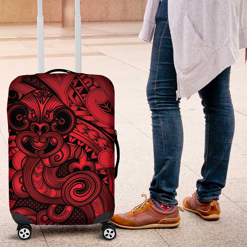Aotearoa Maori Hei Tiki Luggage Cover Whero Kowhaiwhai Puhoro Motif LT9 Red - Polynesian Pride