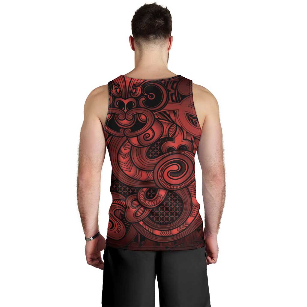 Aotearoa Maori Hei Tiki Men Tank Top Whero Kowhaiwhai Puhoro Motif LT9 - Polynesian Pride