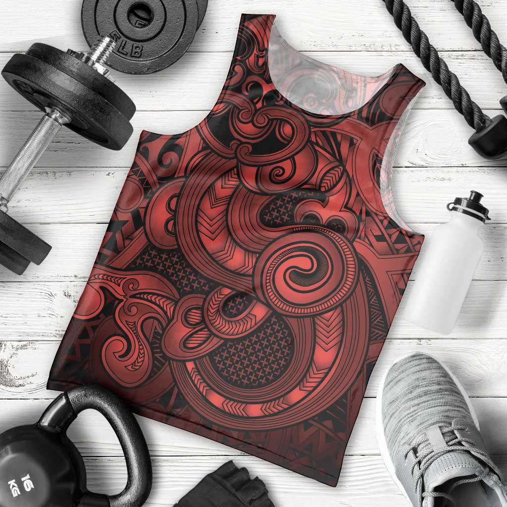 Aotearoa Maori Hei Tiki Men Tank Top Whero Kowhaiwhai Puhoro Motif LT9 - Polynesian Pride