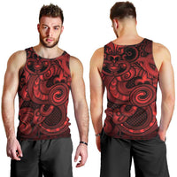Aotearoa Maori Hei Tiki Men Tank Top Whero Kowhaiwhai Puhoro Motif LT9 - Polynesian Pride