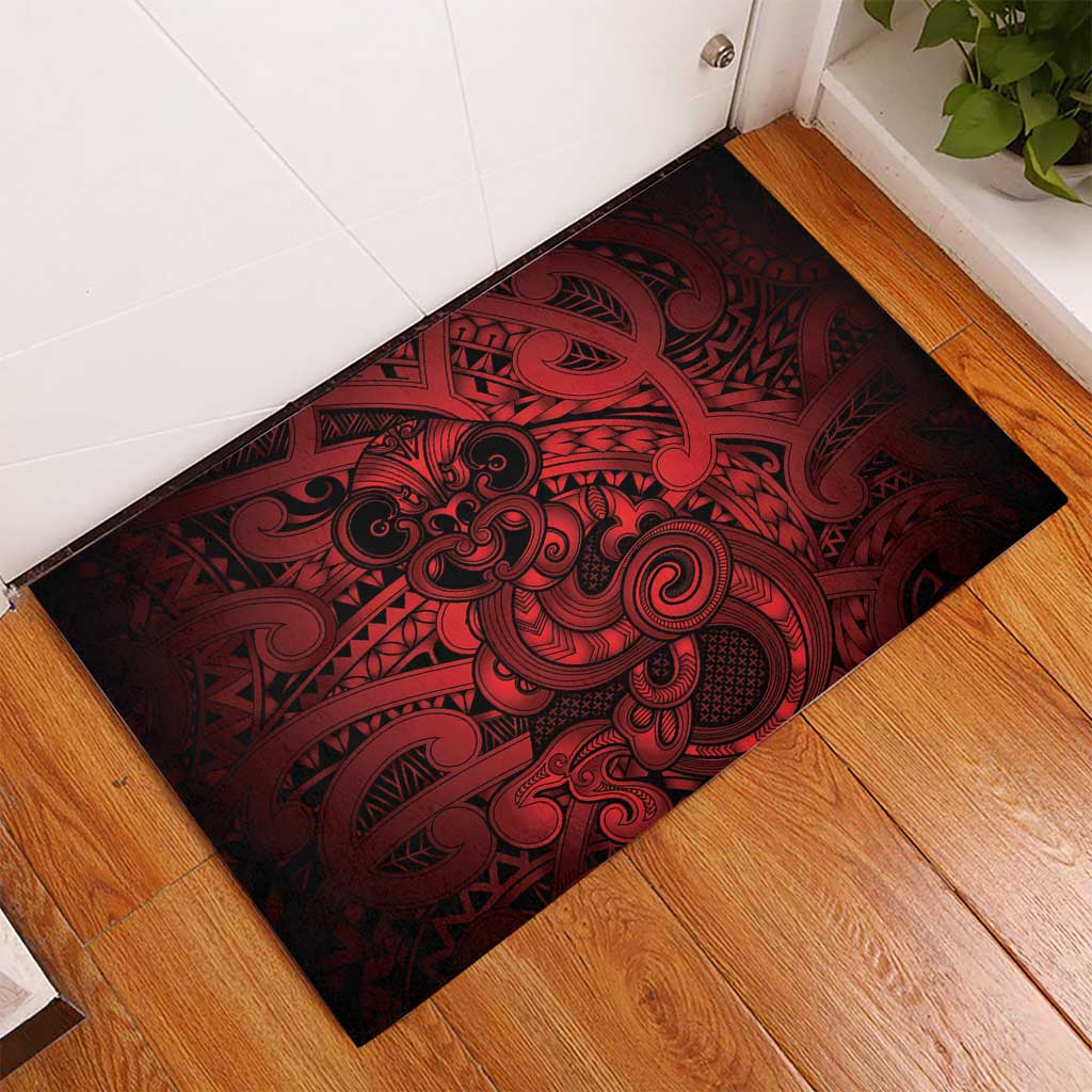 Aotearoa Maori Hei Tiki Rubber Doormat Whero Kowhaiwhai Puhoro Motif LT9 - Polynesian Pride