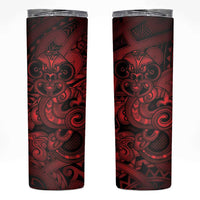 Aotearoa Maori Hei Tiki Skinny Tumbler Whero Kowhaiwhai Puhoro Motif LT9 Red - Polynesian Pride