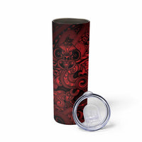 Aotearoa Maori Hei Tiki Skinny Tumbler Whero Kowhaiwhai Puhoro Motif LT9 - Polynesian Pride