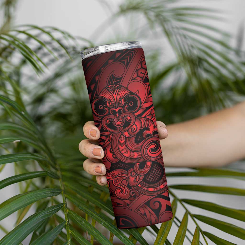 Aotearoa Maori Hei Tiki Skinny Tumbler Whero Kowhaiwhai Puhoro Motif LT9 - Polynesian Pride