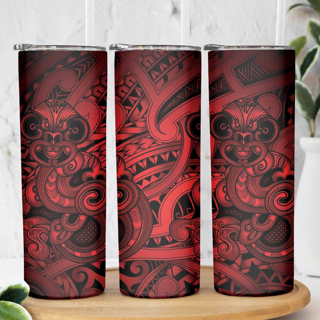 Aotearoa Maori Hei Tiki Skinny Tumbler Whero Kowhaiwhai Puhoro Motif LT9 - Polynesian Pride