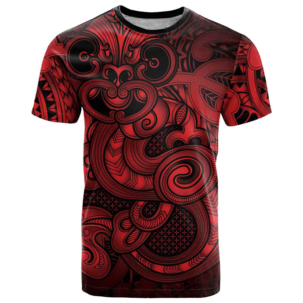Aotearoa Maori Hei Tiki T Shirt Whero Kowhaiwhai Puhoro Motif