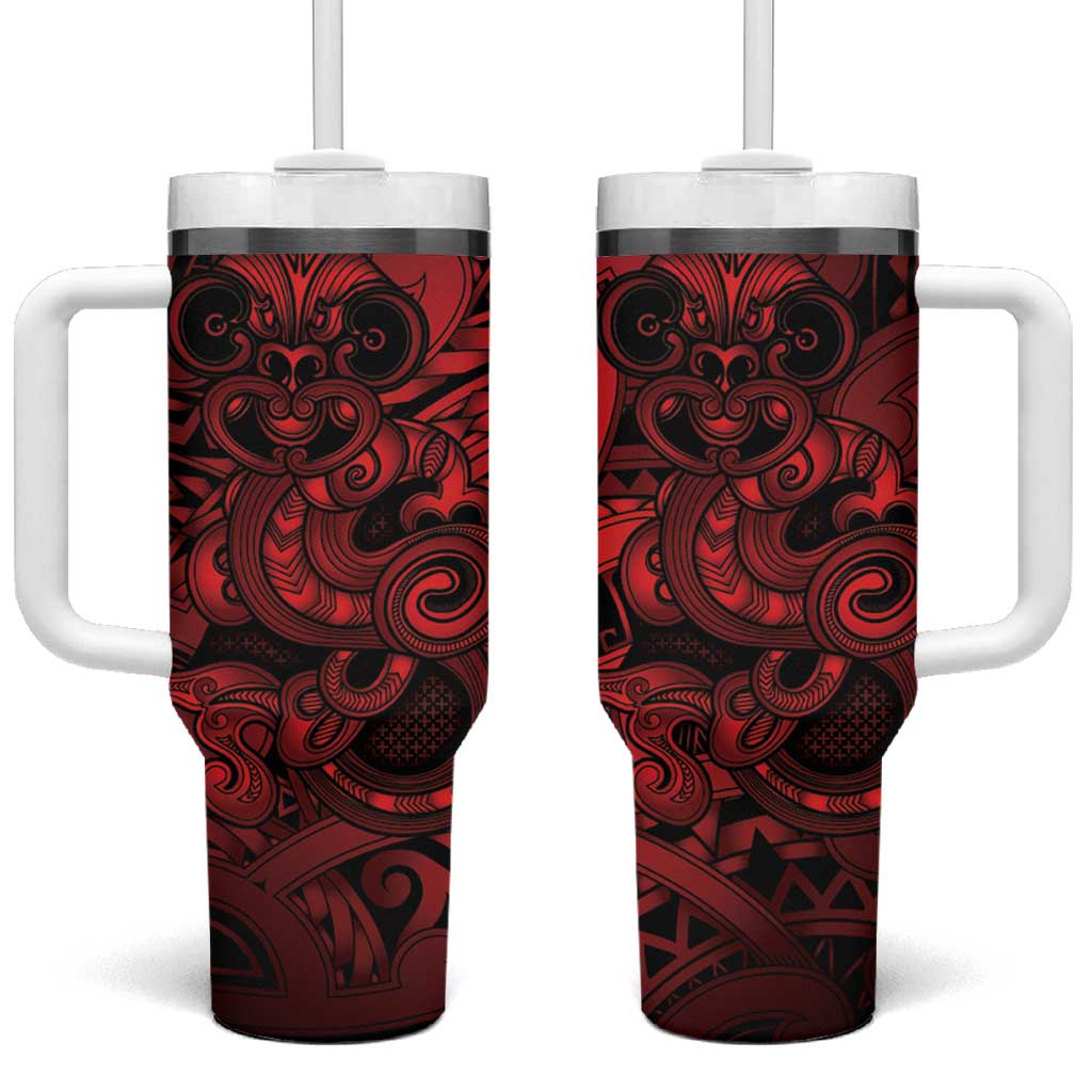Aotearoa Maori Hei Tiki Tumbler With Handle Whero Kowhaiwhai Puhoro Motif