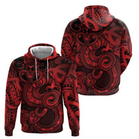 Aotearoa Maori Hei Tiki Zip Hoodie Whero Kowhaiwhai Puhoro Motif LT9 - Polynesian Pride