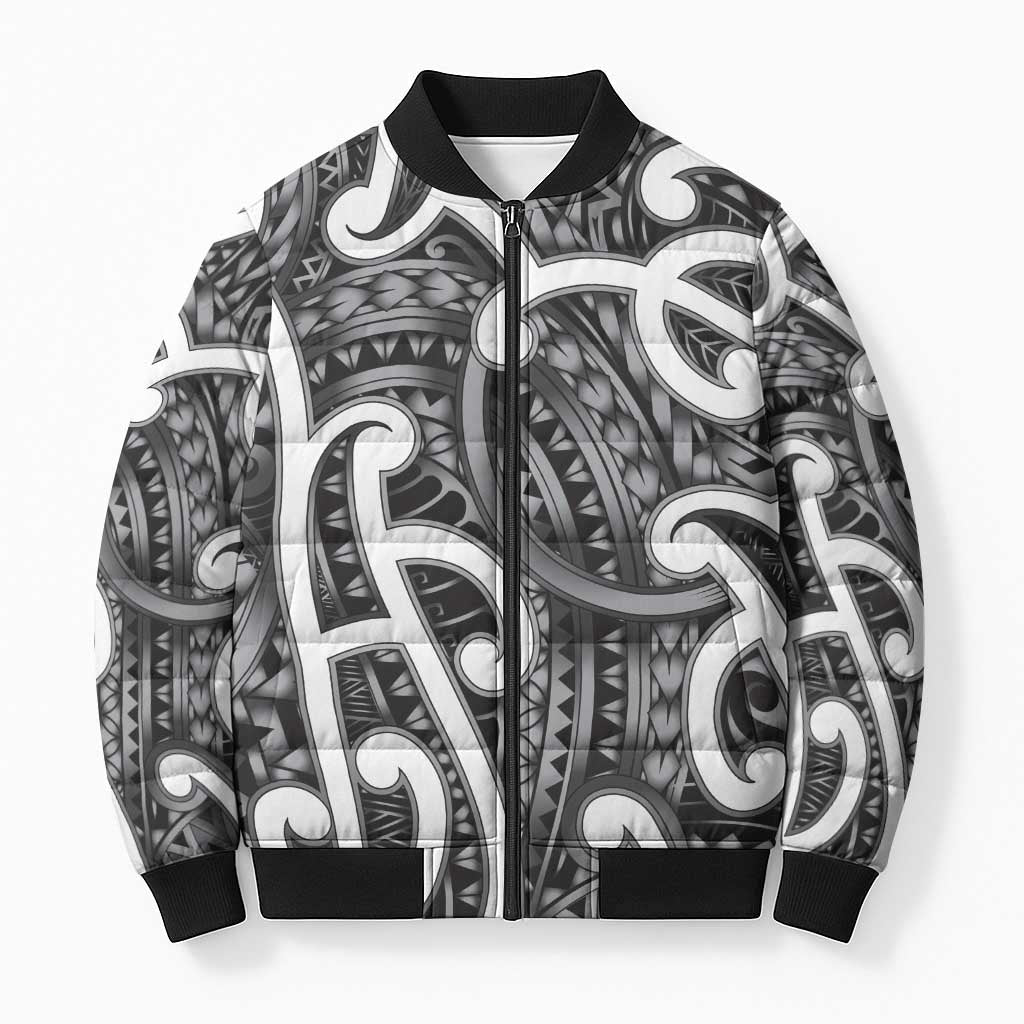 Aotearoa Maori Kowhaiwhai Bomber Puffer Jacket Kiwikiwi Puhoro and Patiki