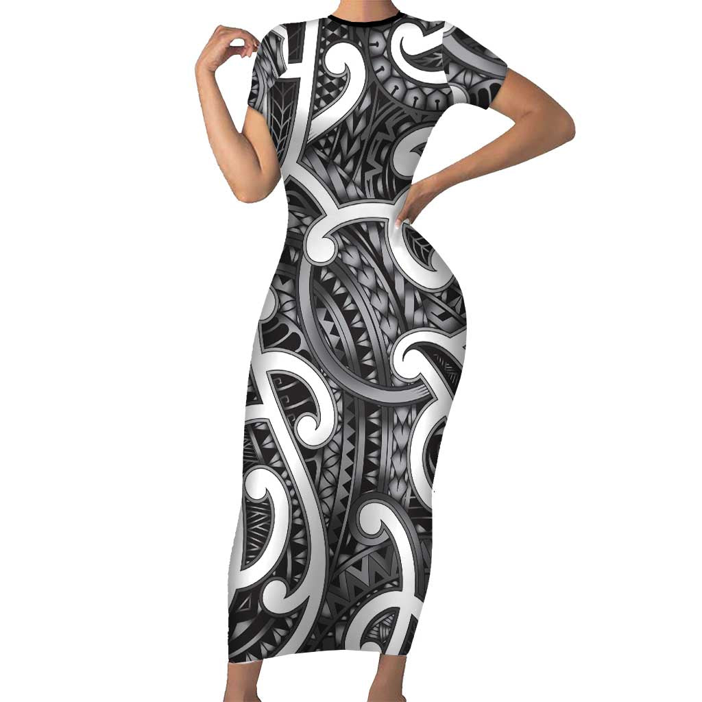 Aotearoa Maori Kowhaiwhai Family Matching Short Sleeve Bodycon Dress and Hawaiian Shirt Kiwikiwi Puhoro and Patiki