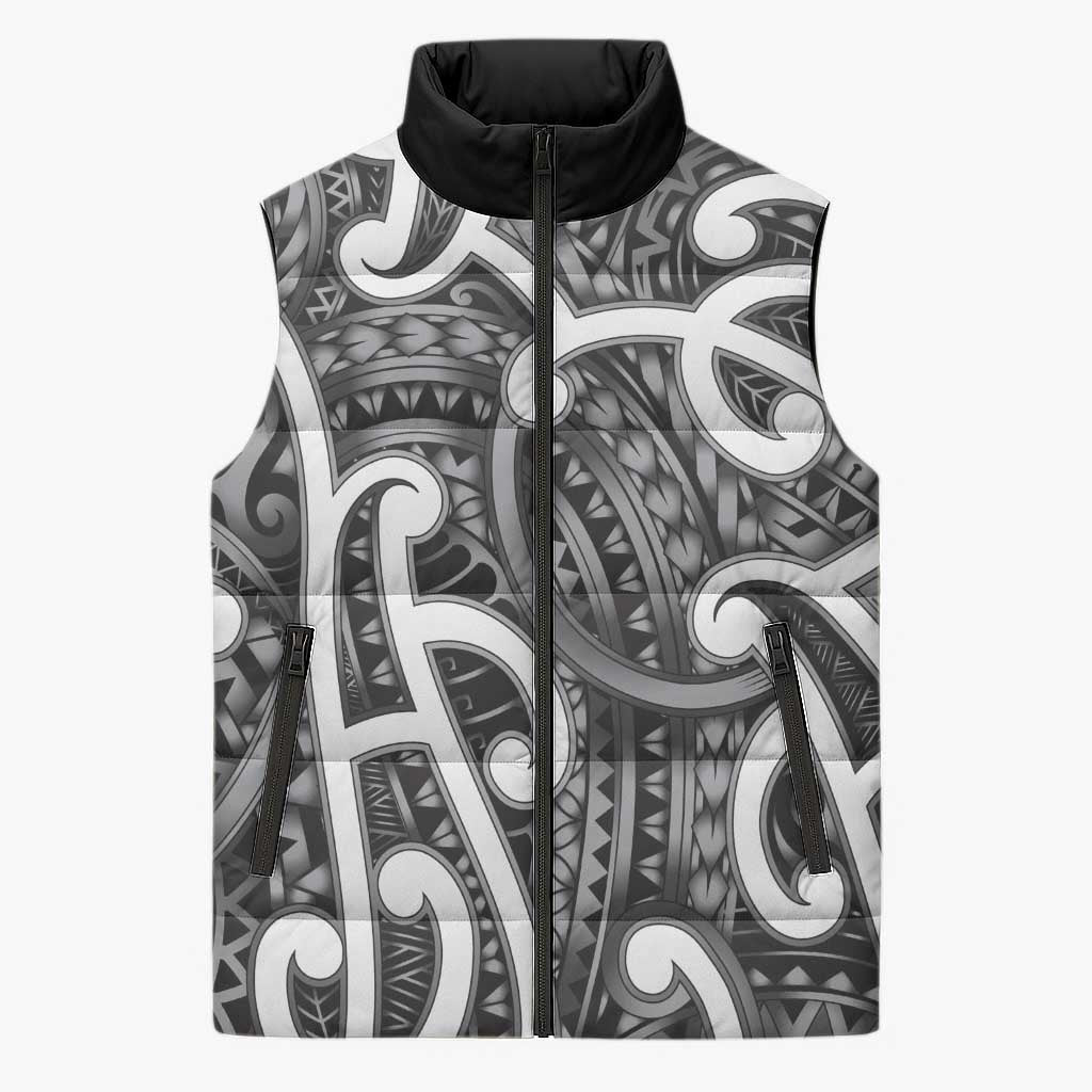 Aotearoa Maori Kowhaiwhai Sleeveless Puffer Jacket Kiwikiwi Puhoro and Patiki