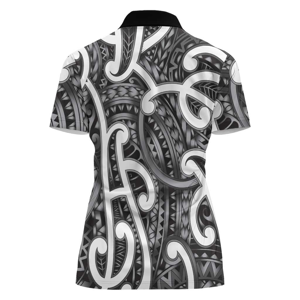 Aotearoa Maori Kowhaiwhai Women Polo Shirt Kiwikiwi Puhoro and Patiki LT9 - Polynesian Pride