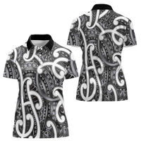 Aotearoa Maori Kowhaiwhai Women Polo Shirt Kiwikiwi Puhoro and Patiki LT9 - Polynesian Pride