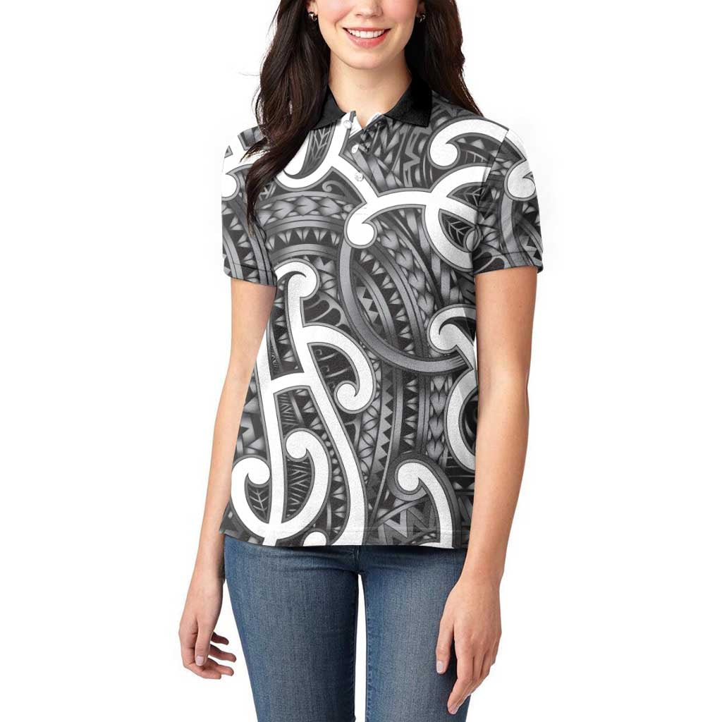 Aotearoa Maori Kowhaiwhai Women Polo Shirt Kiwikiwi Puhoro and Patiki LT9 - Polynesian Pride