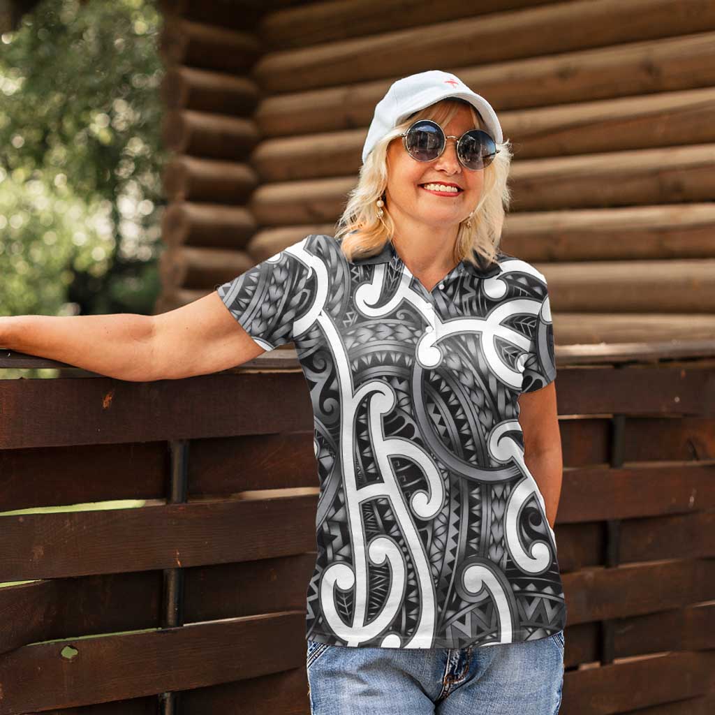Aotearoa Maori Kowhaiwhai Women Polo Shirt Kiwikiwi Puhoro and Patiki LT9 - Polynesian Pride