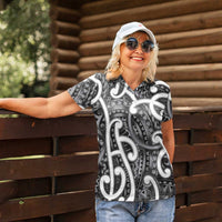 Aotearoa Maori Kowhaiwhai Women Polo Shirt Kiwikiwi Puhoro and Patiki LT9 - Polynesian Pride