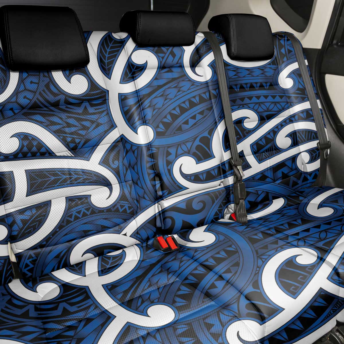 Aotearoa Maori Kowhaiwhai Back Car Seat Cover Kikorangi Puhoro and Patiki