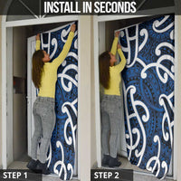 Aotearoa Maori Kowhaiwhai Door Cover Kikorangi Puhoro and Patiki
