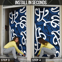 Aotearoa Maori Kowhaiwhai Door Cover Kikorangi Puhoro and Patiki
