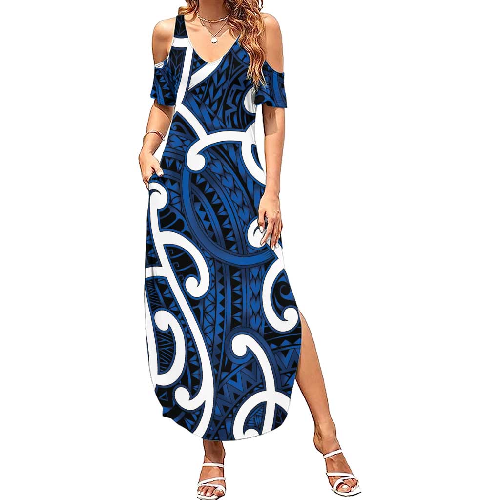 Aotearoa Maori Kowhaiwhai Family Matching Summer Maxi Dress and Hawaiian Shirt Kikorangi Puhoro and Patiki