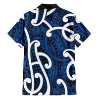 Aotearoa Maori Kowhaiwhai Family Matching Tank Maxi Dress and Hawaiian Shirt Kikorangi Puhoro and Patiki