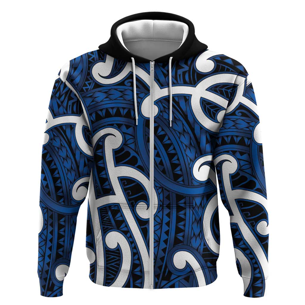 Aotearoa Maori Kowhaiwhai Hoodie Kikorangi Puhoro and Patiki