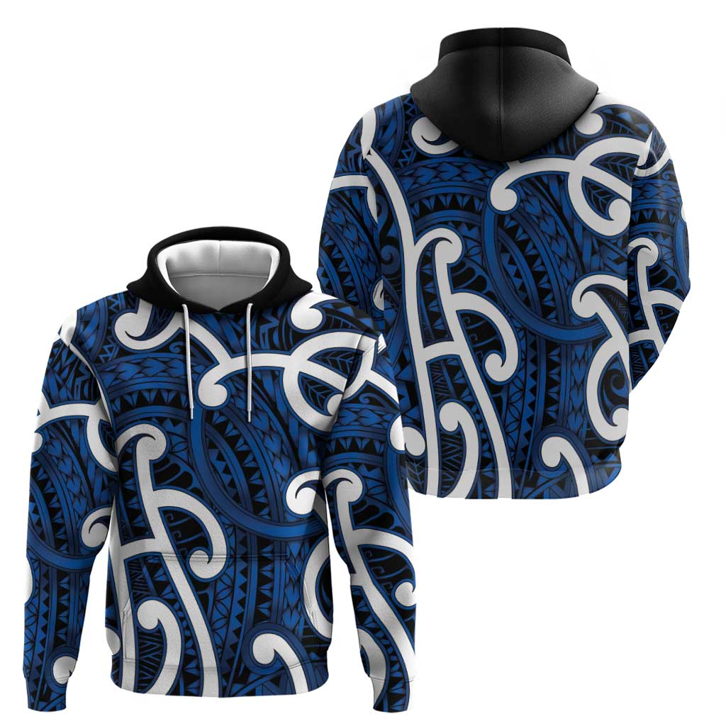 Aotearoa Maori Kowhaiwhai Hoodie Kikorangi Puhoro and Patiki