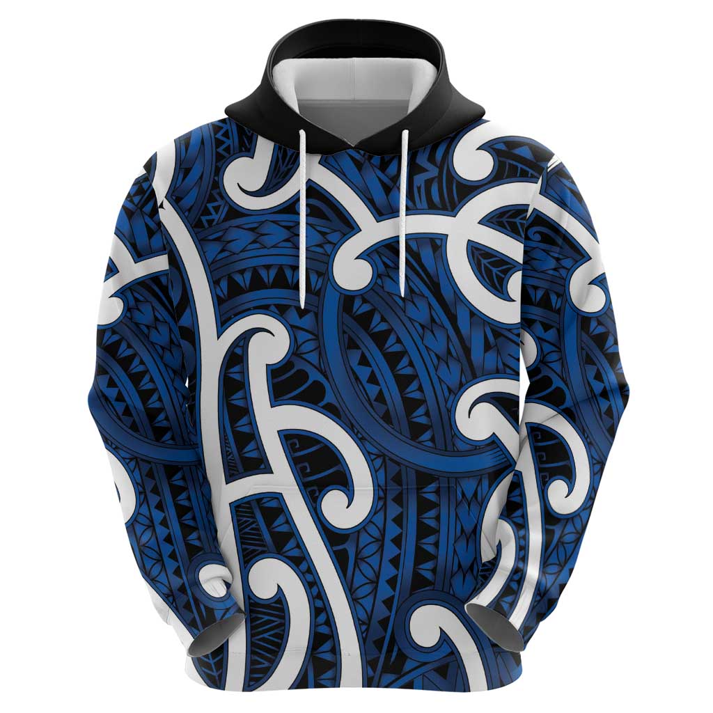 Aotearoa Maori Kowhaiwhai Hoodie Kikorangi Puhoro and Patiki