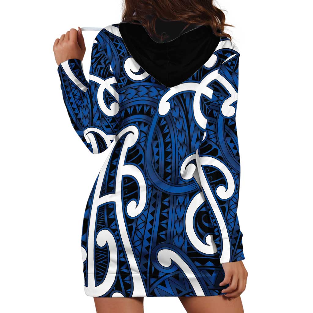 Aotearoa Maori Kowhaiwhai Hoodie Dress Kikorangi Puhoro and Patiki