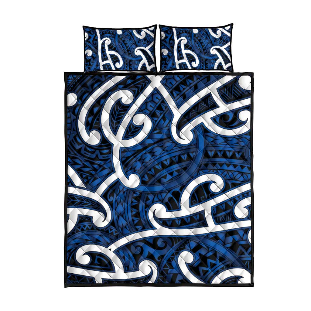 Aotearoa Maori Kowhaiwhai Quilt Bed Set Kikorangi Puhoro and Patiki LT9 - Polynesian Pride