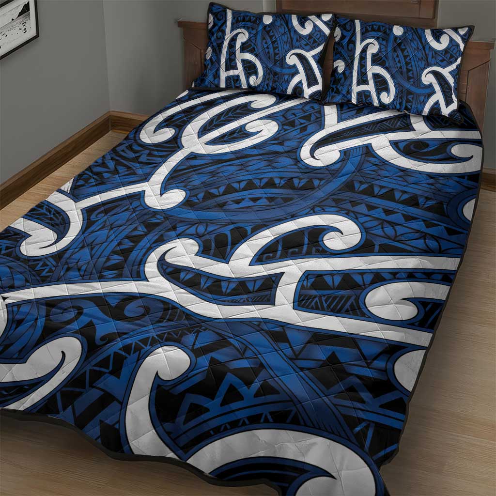 Aotearoa Maori Kowhaiwhai Quilt Bed Set Kikorangi Puhoro and Patiki LT9 - Polynesian Pride