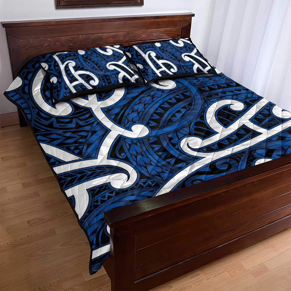 Aotearoa Maori Kowhaiwhai Quilt Bed Set Kikorangi Puhoro and Patiki LT9 - Polynesian Pride