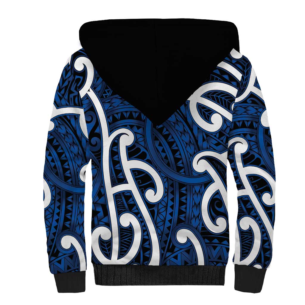 Aotearoa Maori Kowhaiwhai Sherpa Hoodie Kikorangi Puhoro and Patiki LT9 - Polynesian Pride