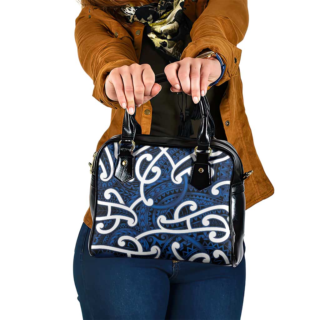 Aotearoa Maori Kowhaiwhai Shoulder Handbag Kikorangi Puhoro and Patiki