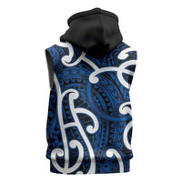 Aotearoa Maori Kowhaiwhai Sleeveless Hoodie Kikorangi Puhoro and Patiki LT9 - Polynesian Pride