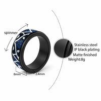 Aotearoa Maori Kowhaiwhai Spinner Ring Kikorangi Puhoro and Patiki LT9 - Polynesian Pride