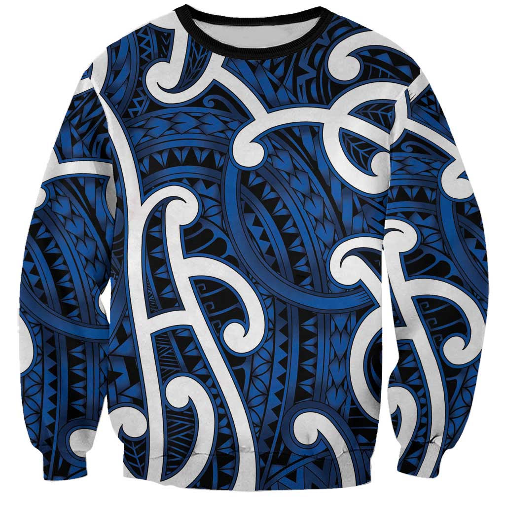 Aotearoa Maori Kowhaiwhai Sweatshirt Kikorangi Puhoro and Patiki