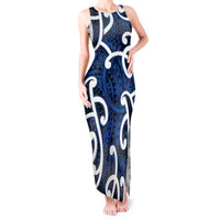 Aotearoa Maori Kowhaiwhai Tank Maxi Dress Kikorangi Puhoro and Patiki