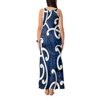 Aotearoa Maori Kowhaiwhai Tank Maxi Dress Kikorangi Puhoro and Patiki