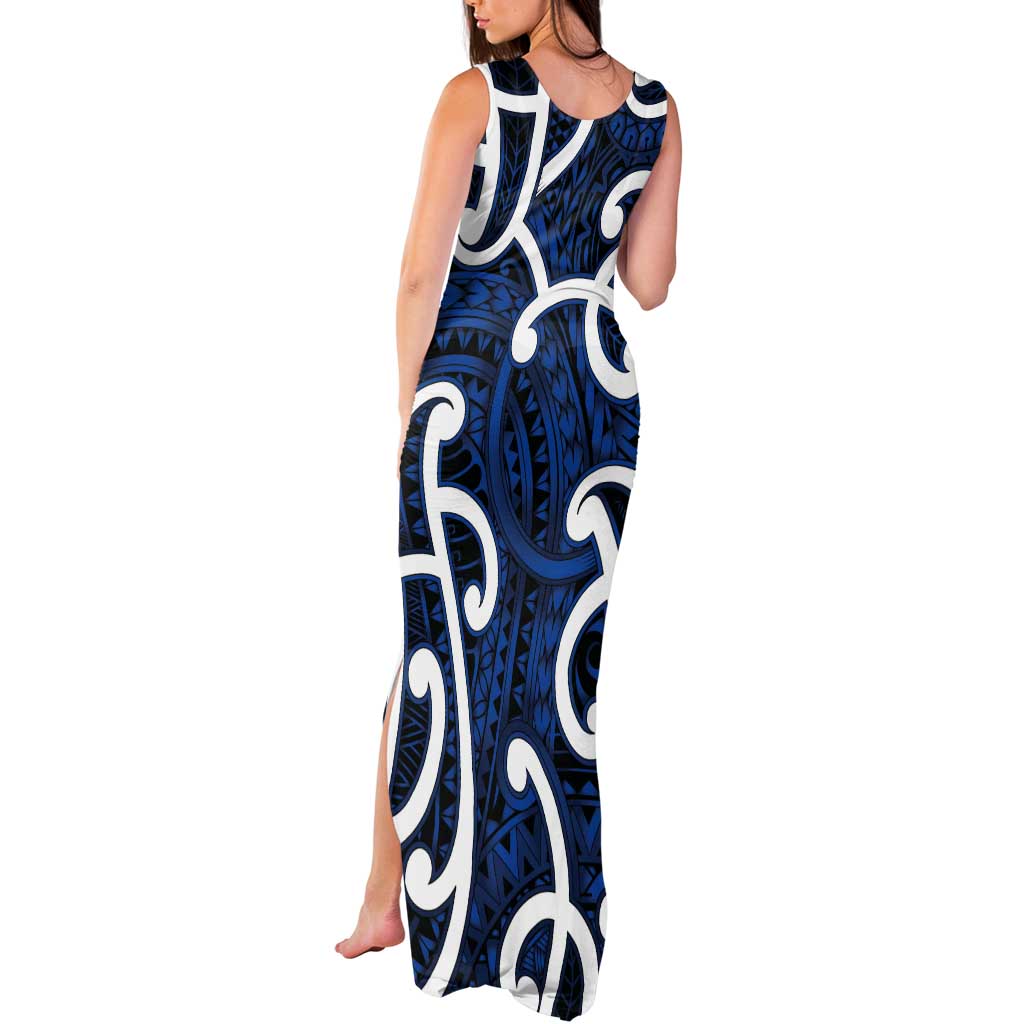 Aotearoa Maori Kowhaiwhai Tank Maxi Dress Kikorangi Puhoro and Patiki