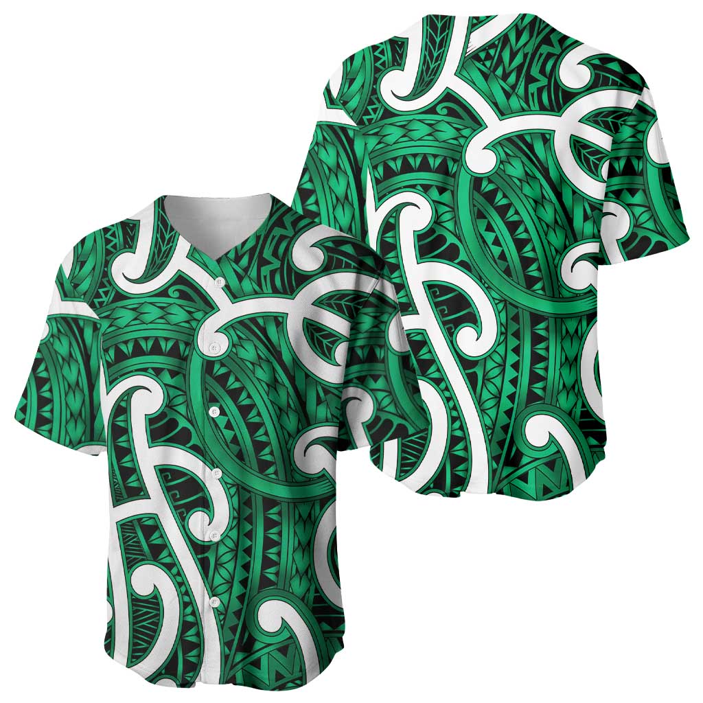 Aotearoa Maori Kowhaiwhai Baseball Jersey Kakariki Puhoro and Patiki