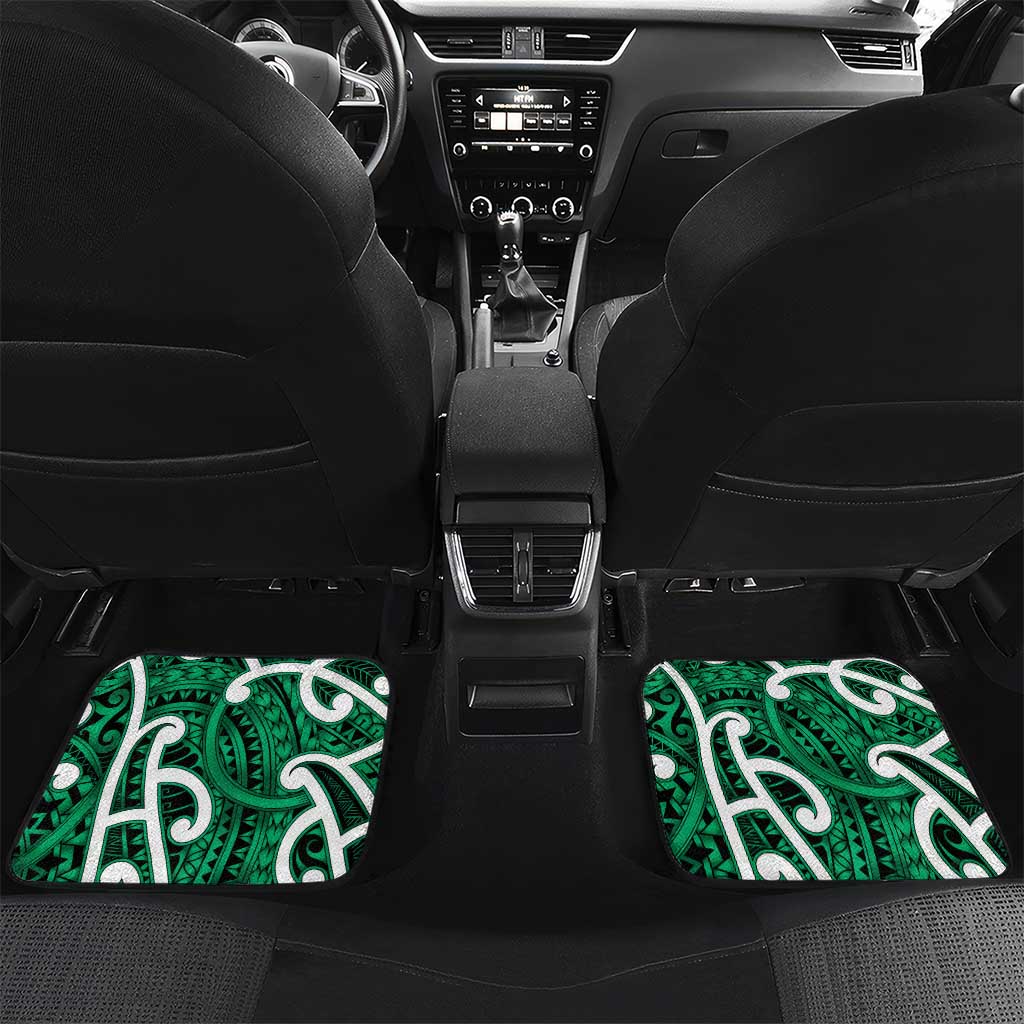 Aotearoa Maori Kowhaiwhai Car Mats Kakariki Puhoro and Patiki LT9 Set 2pcs - Back Green - Polynesian Pride
