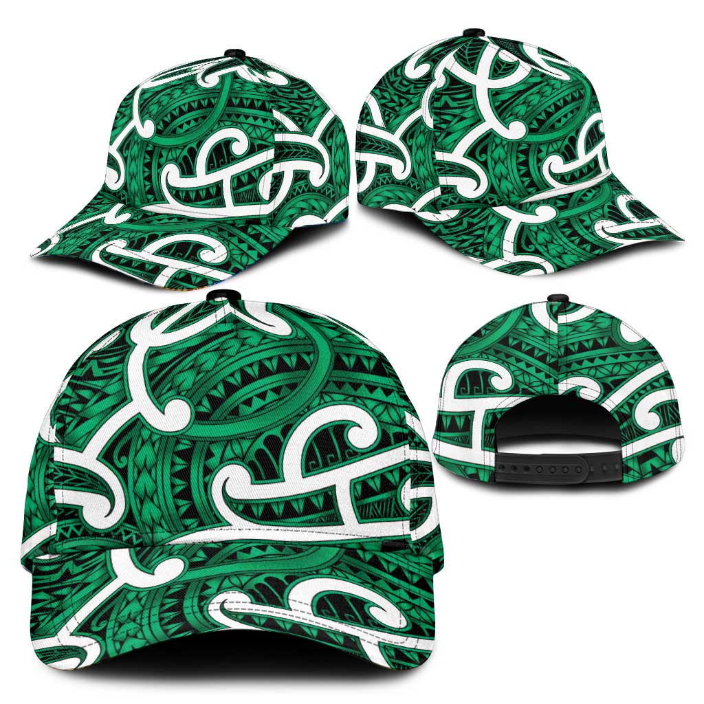 Aotearoa Maori Kowhaiwhai Classic Cap Kakariki Puhoro and Patiki LT9 - Polynesian Pride